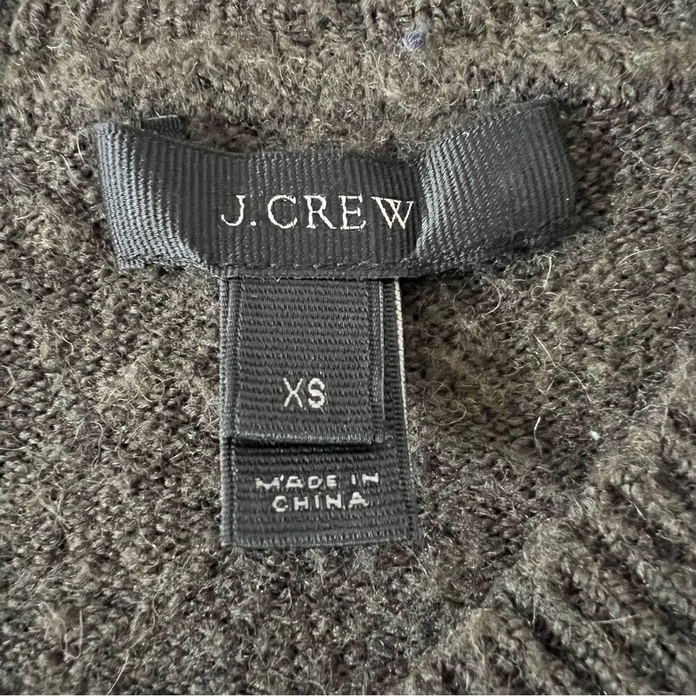 J Crew Sweater Womens XS Green Tight Knit V Neck Split Hem Merino Wool Alpaca - Picture 9 of 14